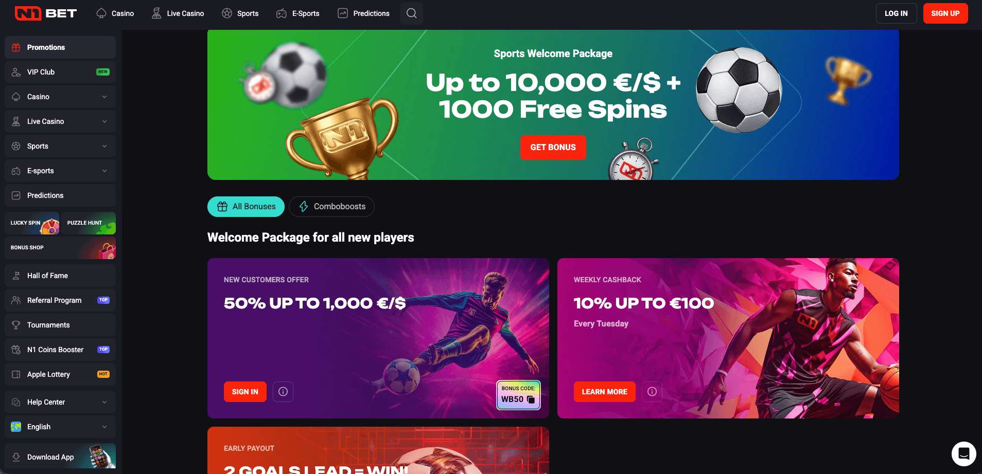 n1bet bonus page